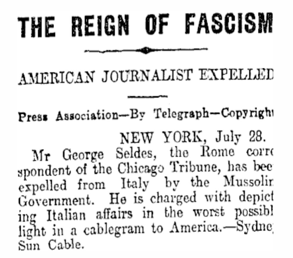 שלטון הפאשיזם – עיתונאי אמריקאי גורש!